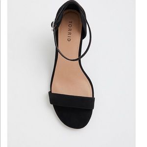 BLACK FAUX SUEDE CONE SANDAL (WIDE WIDTH)